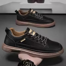 Tênis de Couro Masculino Impermeável Solado de Borracha Conforto
