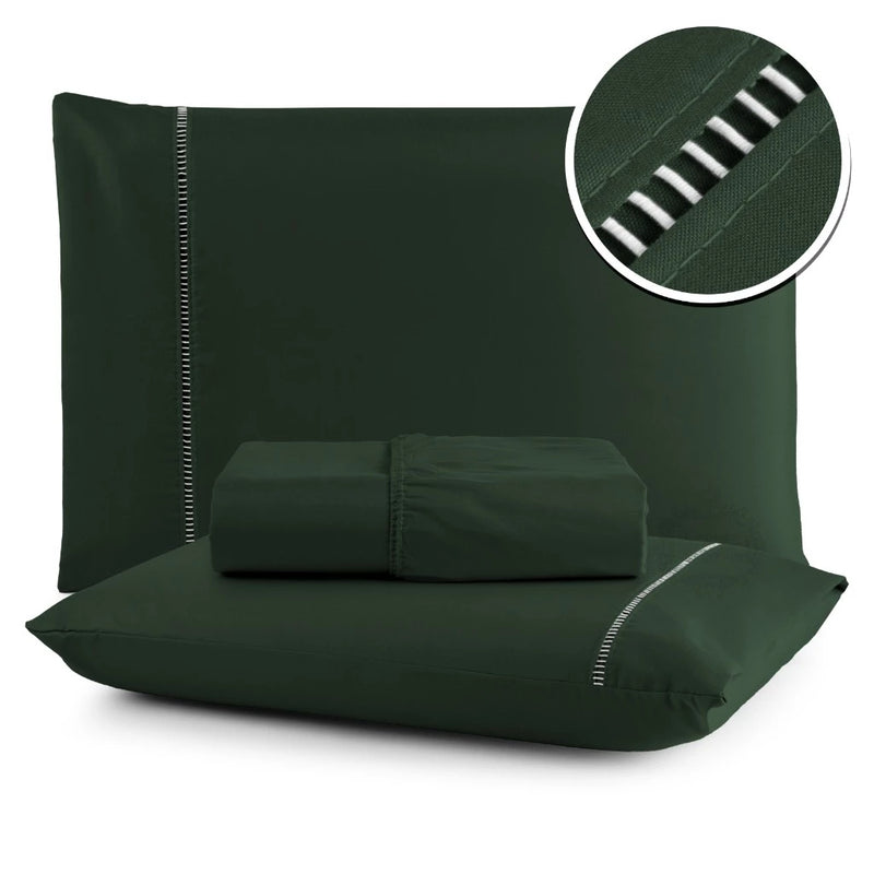 jogo lençol queen micropercal 400 fios ponto palito branco