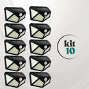 kit luminária solar 20W 100 LEDs sensor de movimento IP66