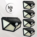 kit luminária solar 20W 100 LEDs sensor de movimento IP66
