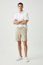 Kit 4 Bermudas Masculinas Sarja Elástico Cordão Casual