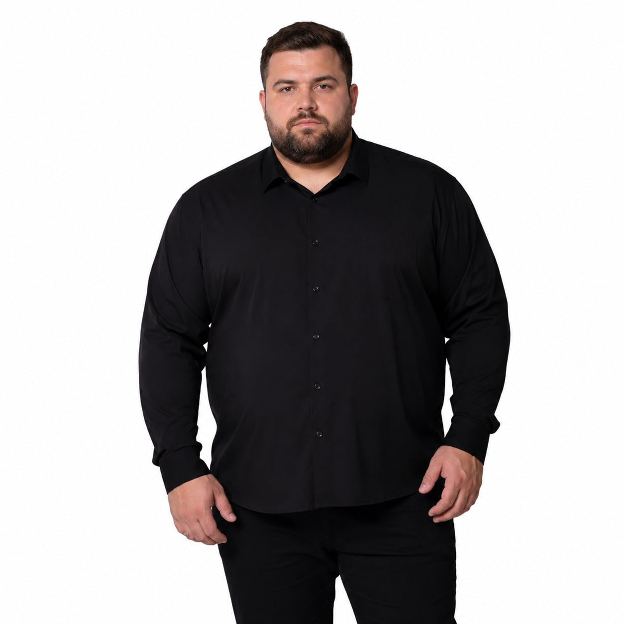 Camisa Social Masculina Plus Size Manga Longa Kit 3 Peças