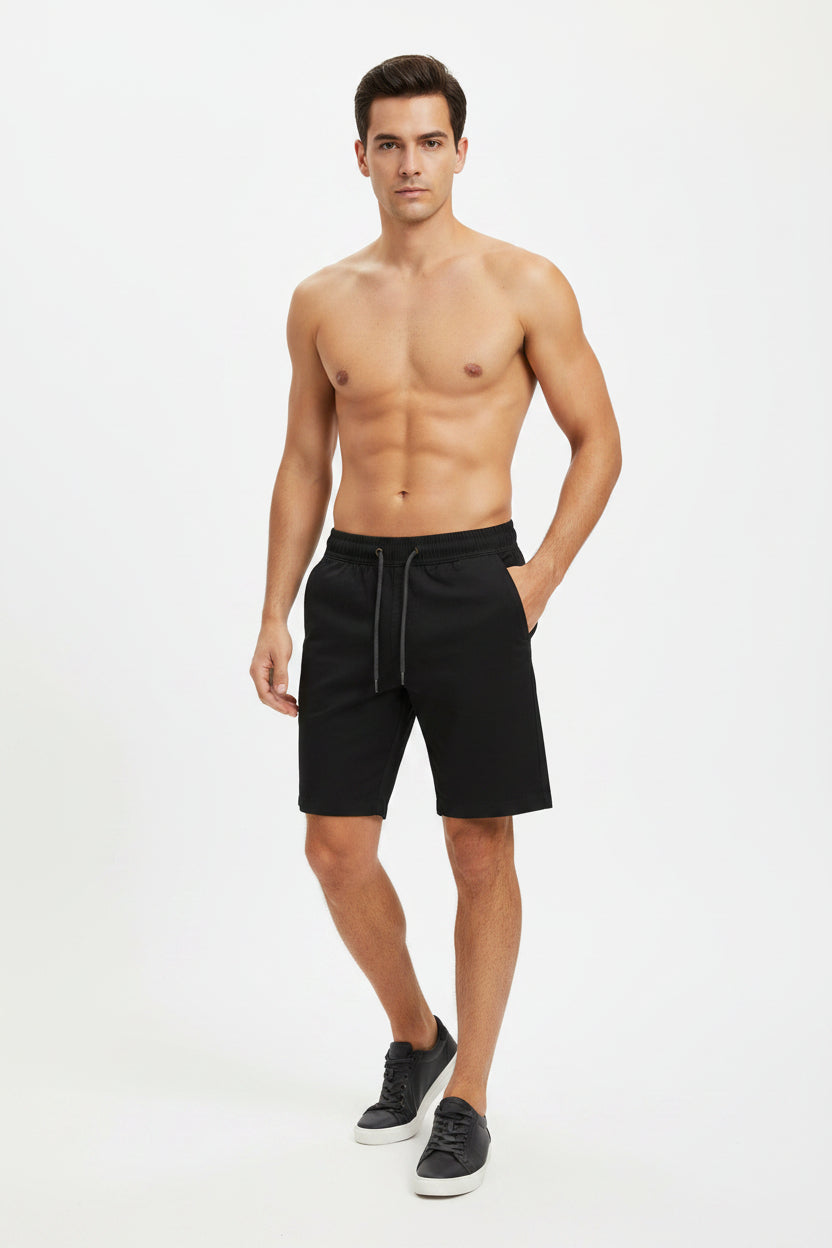 Kit 4 Bermudas Masculinas Sarja Elástico Cordão Casual