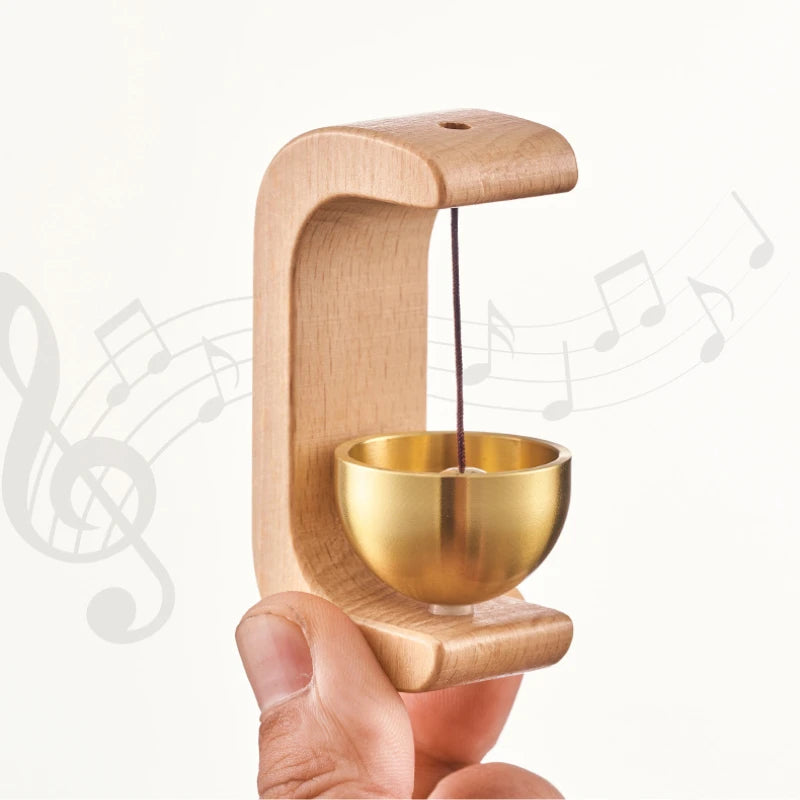 Sino de porta magnético em madeira com guizo de cobre estilo japonês para decoração e alerta de entrada

