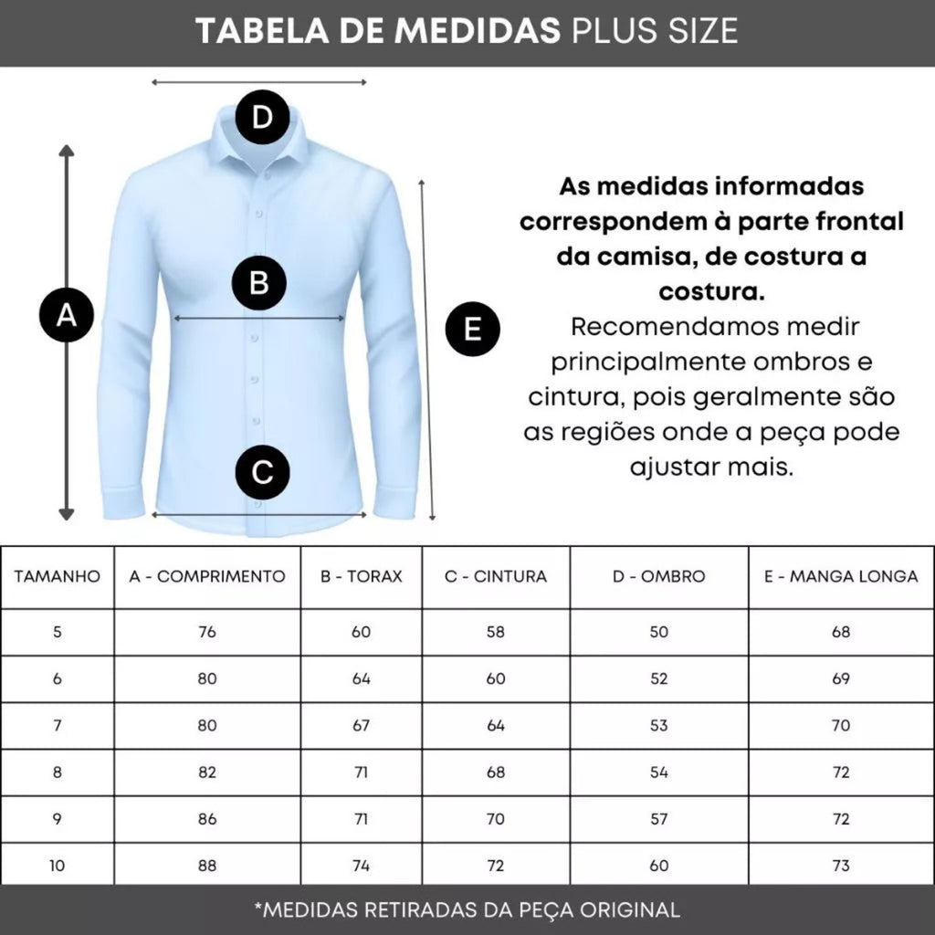 Kit 3 Camisas Sociais Masculinas Plus Size Manga Longa