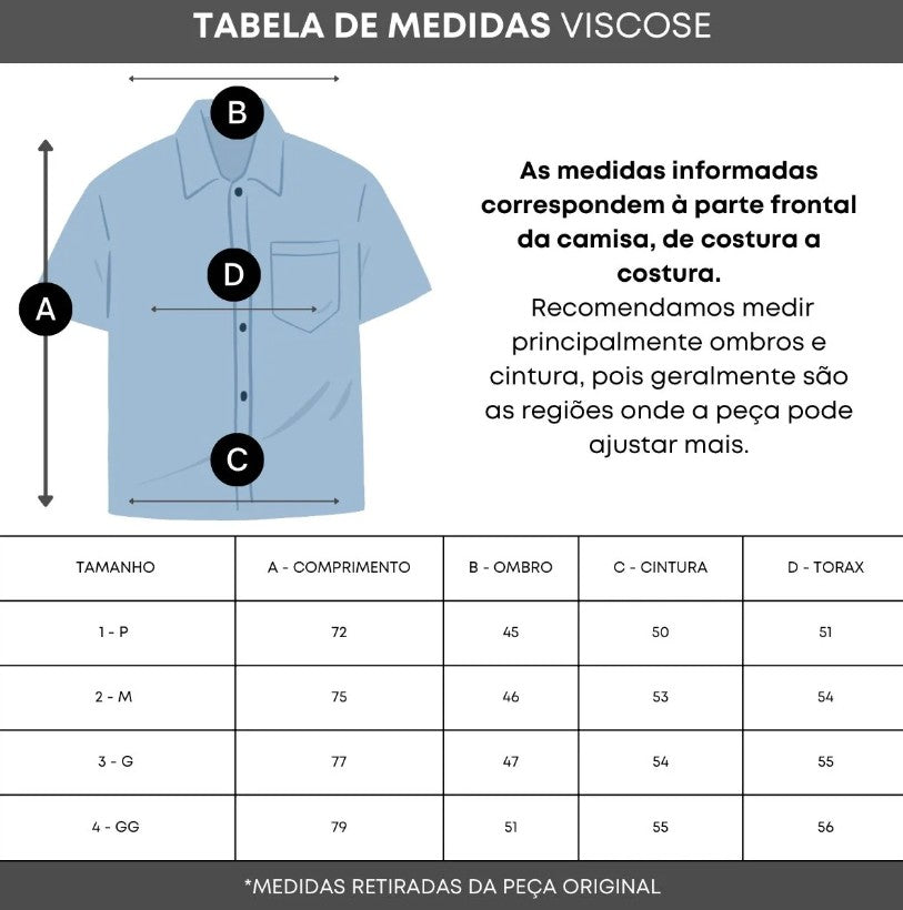 Camisa Masculina Manga Curta Estampada